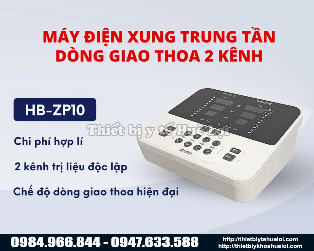 Máy điện xung trung tần 2 kênh trị liệu độc lập giá rẻ