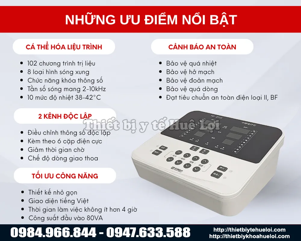 Máy điện xung trung tần hai kênh trị liệu cao cấp