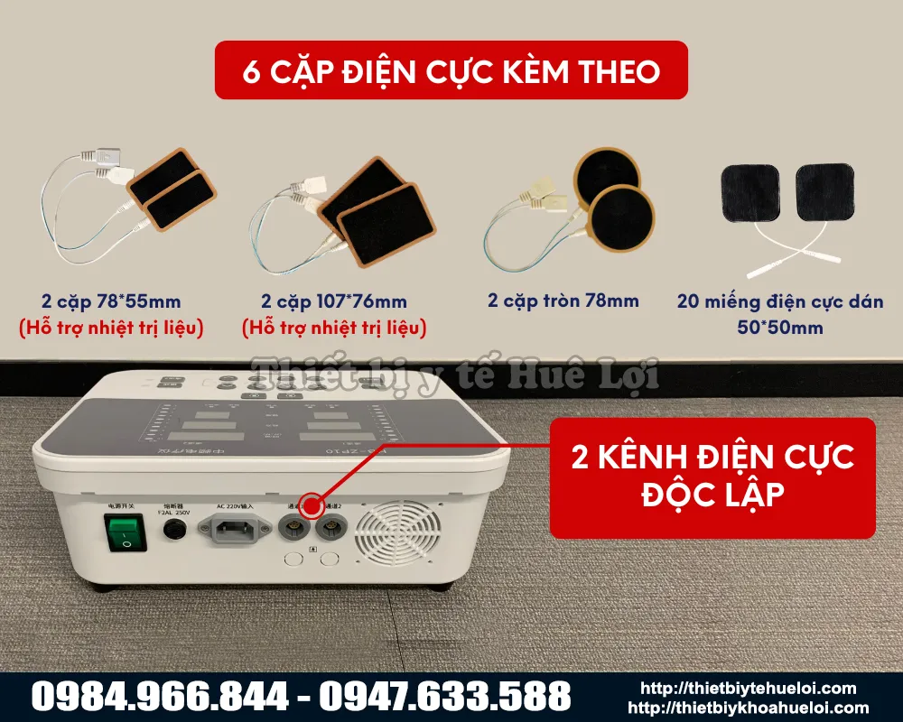 Phụ kiện máy điện xung giao thoa 2 kênh độc lập cao cấp
