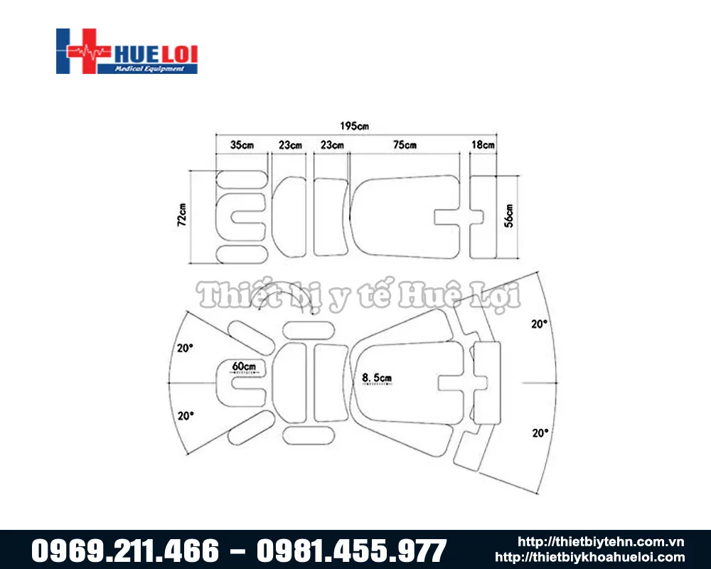 Kích thước bàn nắn chỉnh xương el07