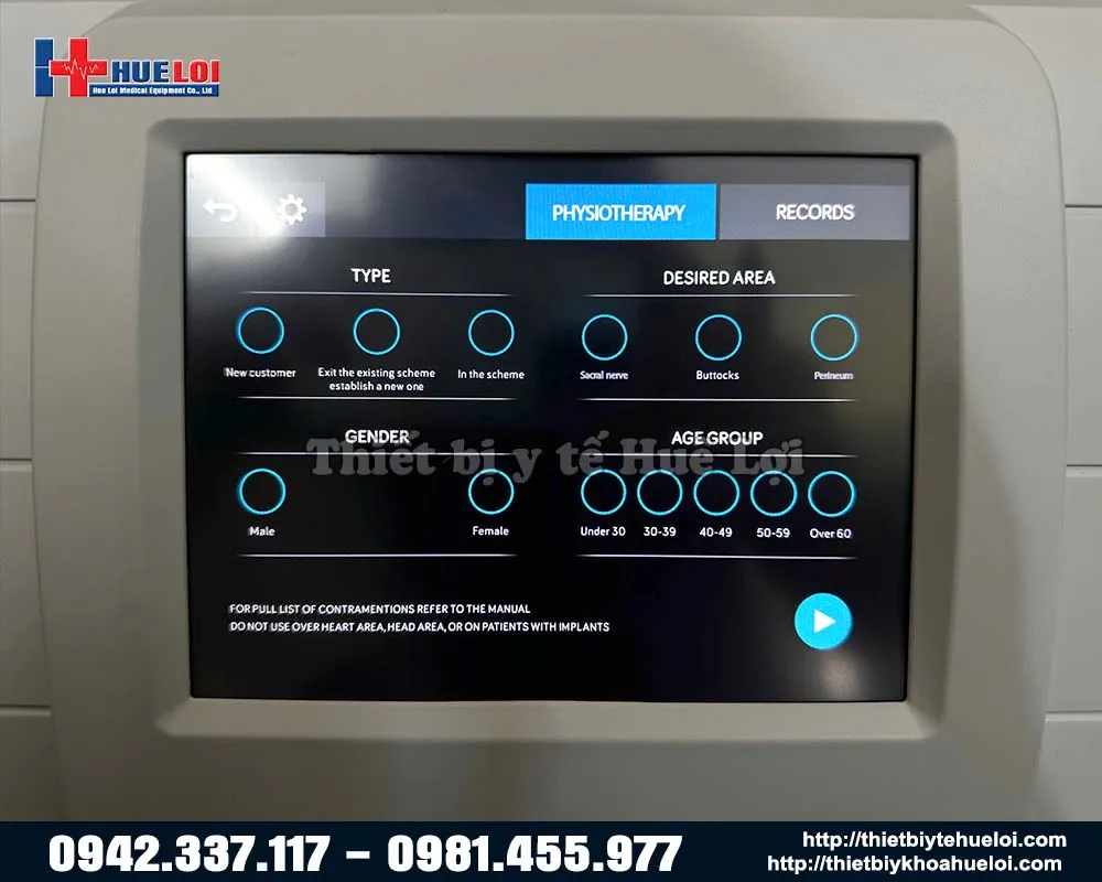 Màn hình điều khiển máy từ trường chức năng cơ sàn chậu