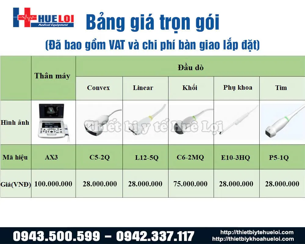 Bảng giá máy siêu âm ax3