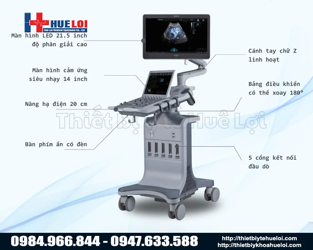 Cấu hình máy siêu âm bàn đẩy edan lx85