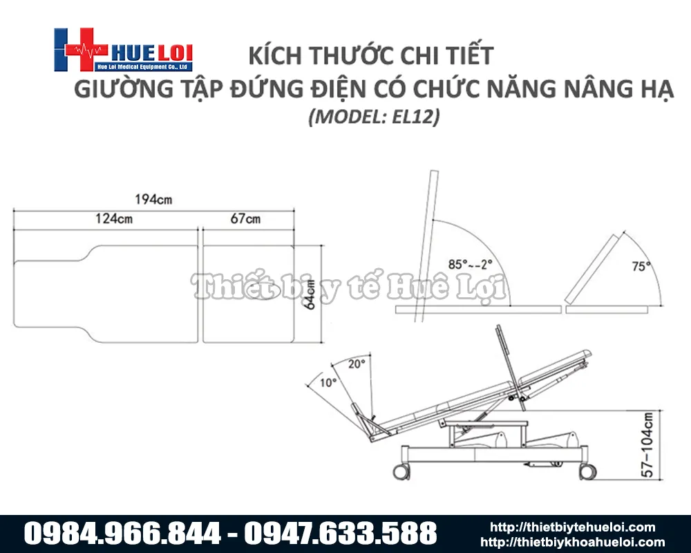 Thông số kỹ thuật giường tập đứng el12
