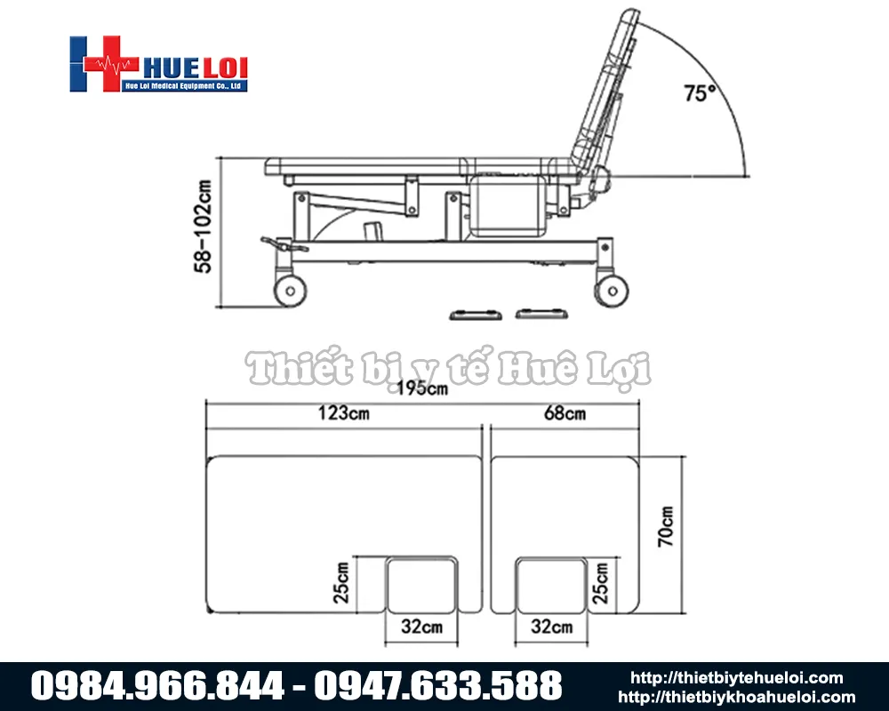 Thông số kỹ thuật bàn thăm khám và phẫu thuật tim mạch chuyên dụng