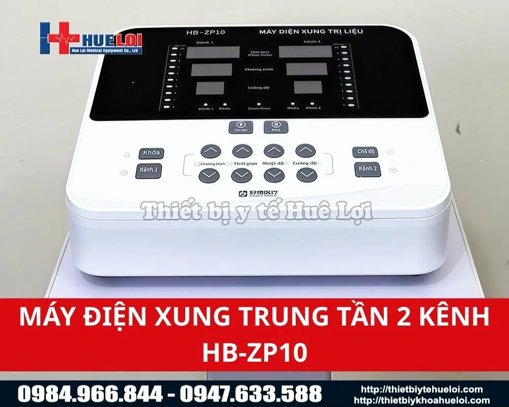 M&aacute;y điện xung trung tần cao cấp 2 k&ecirc;nh trị liệu độc lập kết hợp giao thoa hb zp10