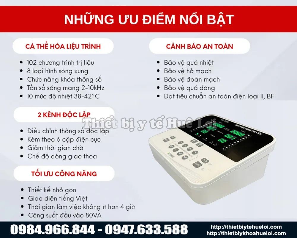 M&aacute;y điện xung trung tần hai k&ecirc;nh trị liệu cao cấp