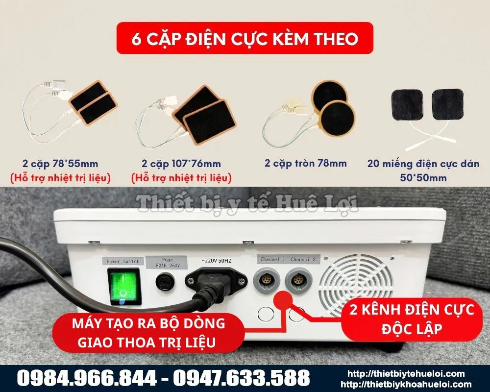 Phụ kiện m&aacute;y điện xung giao thoa 2 k&ecirc;nh độc lập cao cấp