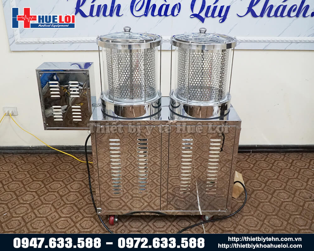 mặt sau của M&aacute;y sắc thuốc đ&ocirc;ng y 2 nồi cao cấp