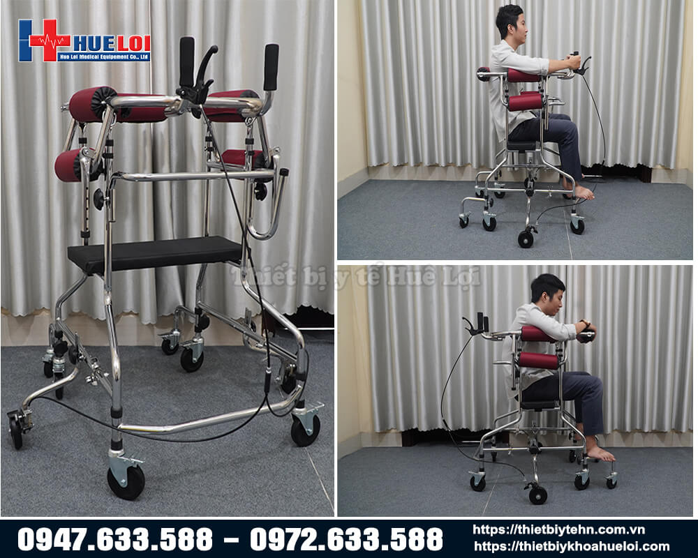 Bệnh nhân ngồi trên xe tập đi